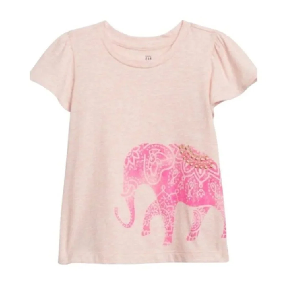 Baby Gap Girls Pink Elephant Graphic Tee Size 4